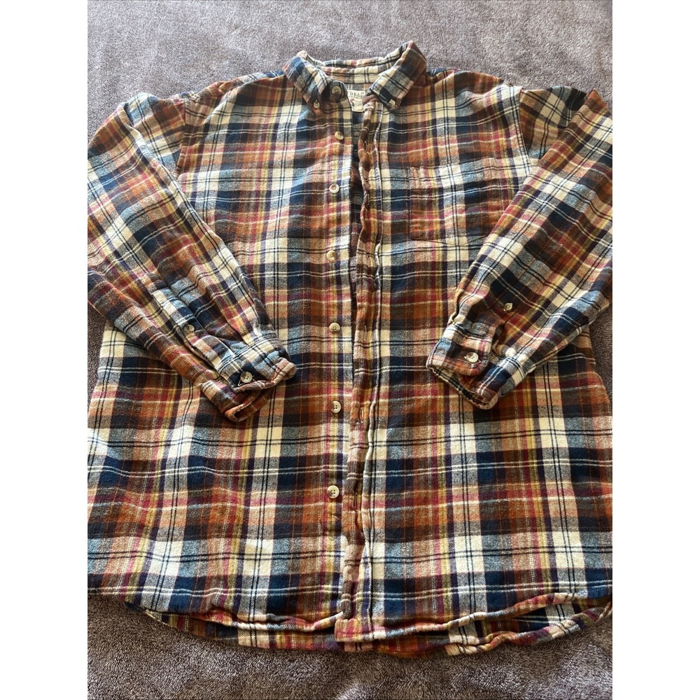 Red Head Flannel Shirt Mens  L Brown Excellent Plaid Long Sleeve Button Down